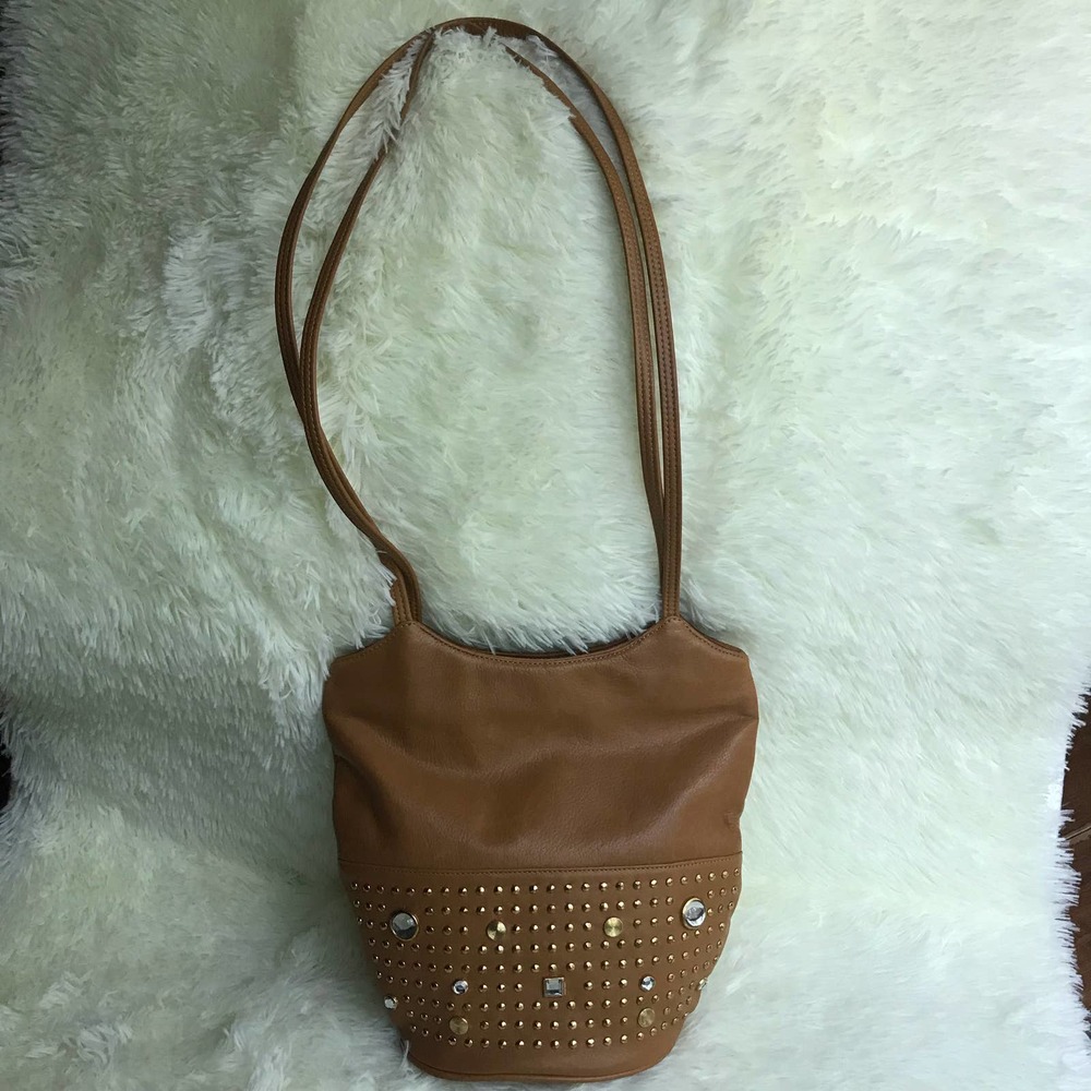 Dawli Shoulder Bag Womens Leather Tan‎ Purse Embellishments
